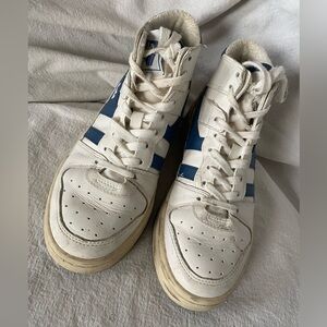 Gola White and Blue Leather High-top Sneakers